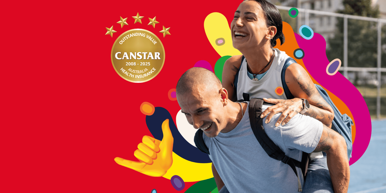 Man carrying woman on his back