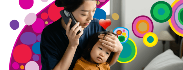 Woman caring for young daughter