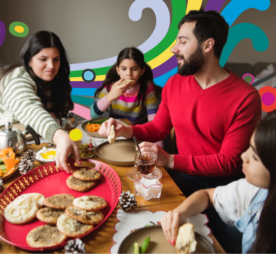 Family enjoying dinner