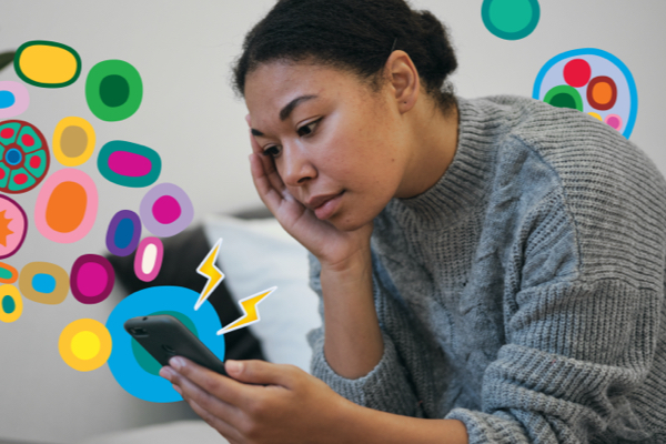 Women looking sad on mobile
