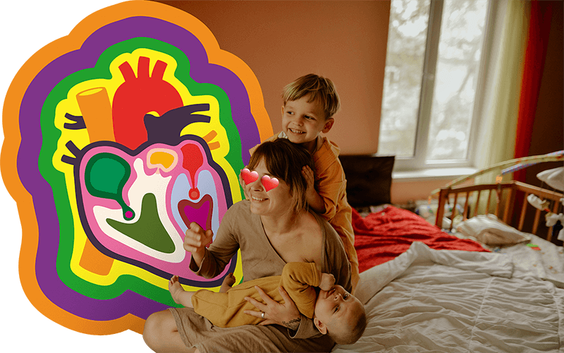 Mother with young children