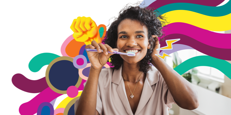 Woman brushing her teeth