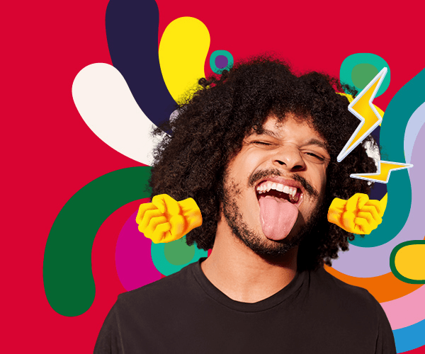 Man smiling with his tongue out