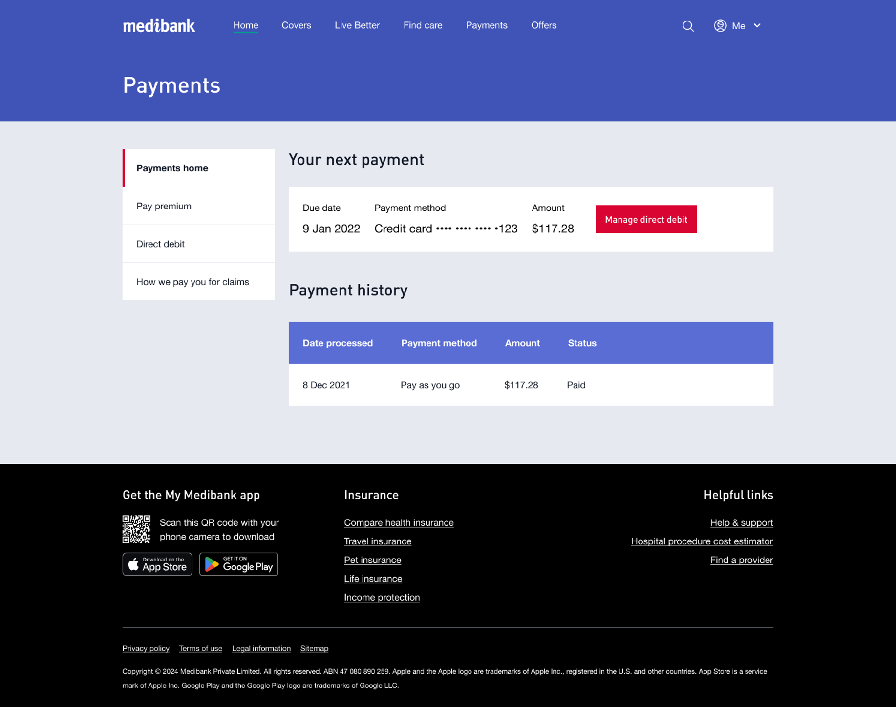 Setting up direct debit in My Medibank online