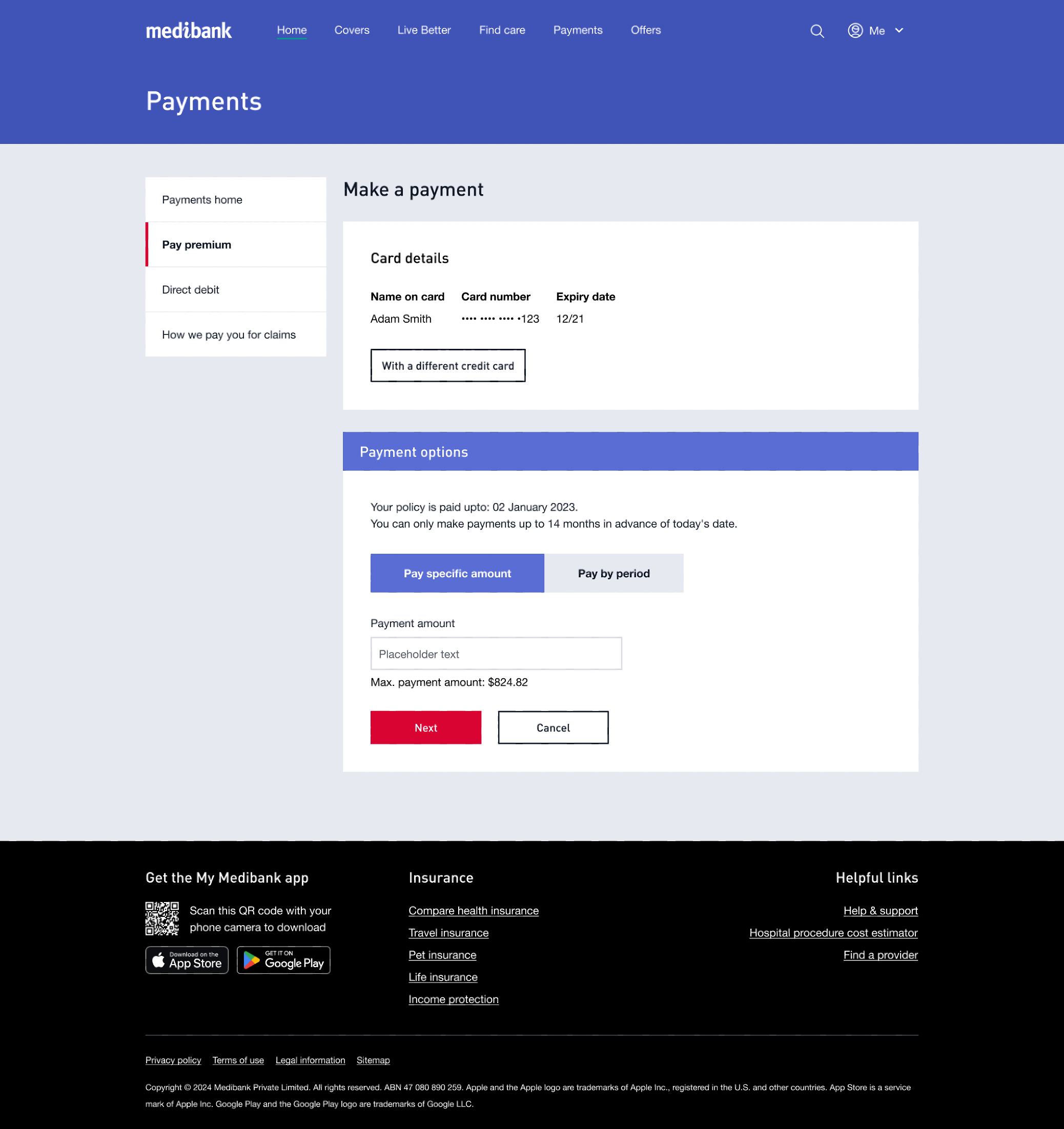 Setting up direct debit in My Medibank